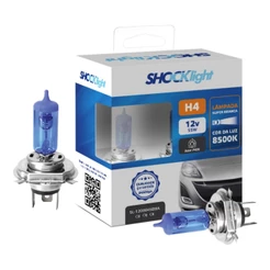 Lâmpada Super Branca H4 12V 60/55W 8500K Shocklight SL-120004SBBA Par Automotivo
