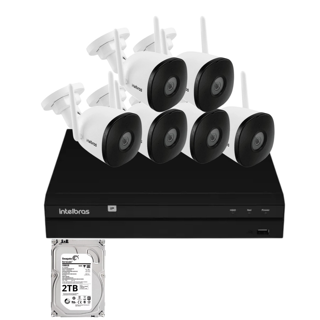 Kit 6 Câmeras Intelbras Im5 Full Hd Nvd 1408 Intelbras Com Hd 2Tb