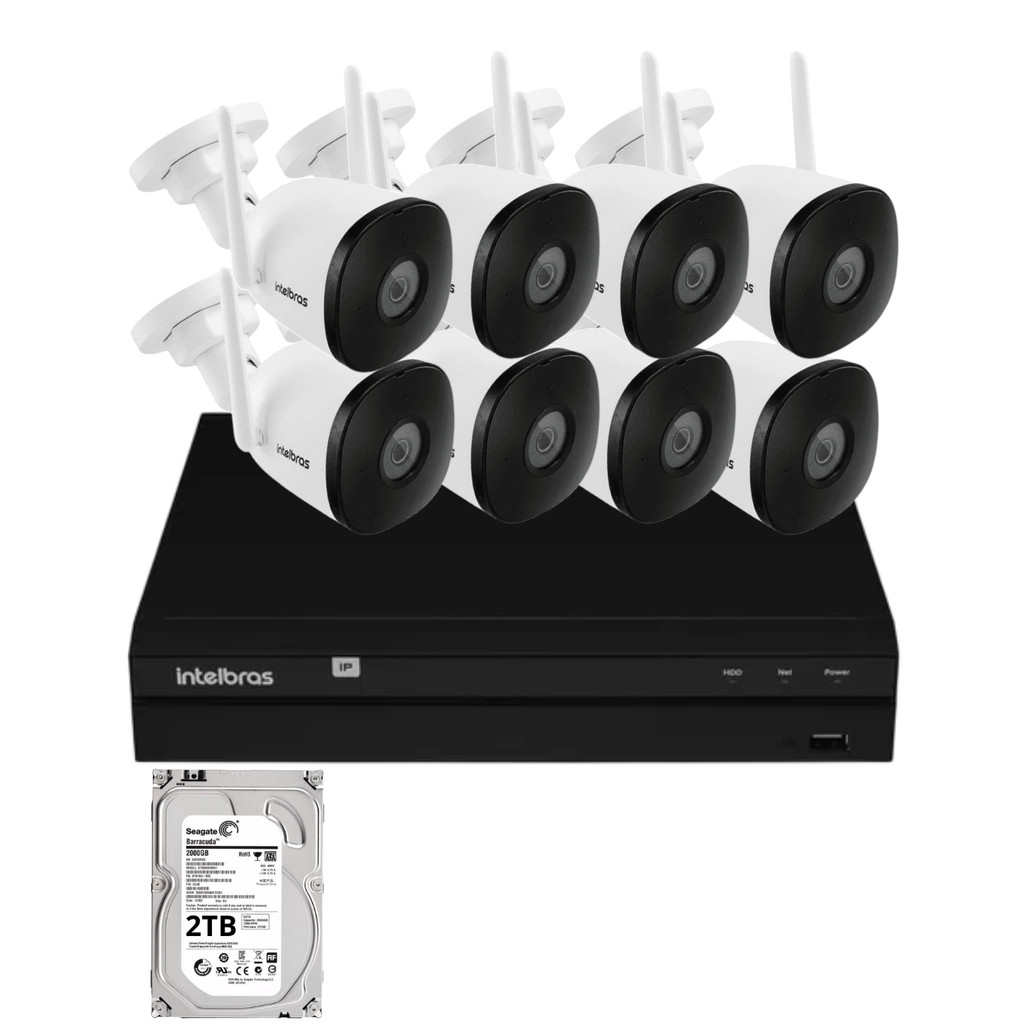 Kit 8 Câmeras Intelbras Im5 Full Hd Nvd 1408 Intelbras Com Hd 2Tb