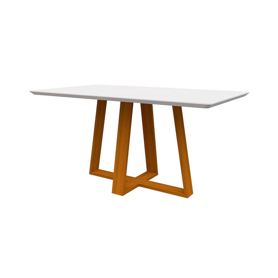Mesa de Jantar Retangular com Tampo de Vidro Lectus Off White e Ype 160 cm em Oferta na Shopee