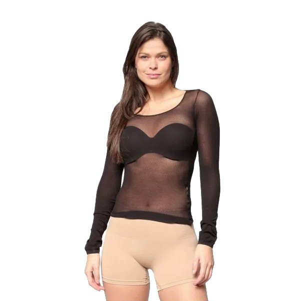 Blusa Segunda Pele Manga Longa Decotada Fio 40 Selene