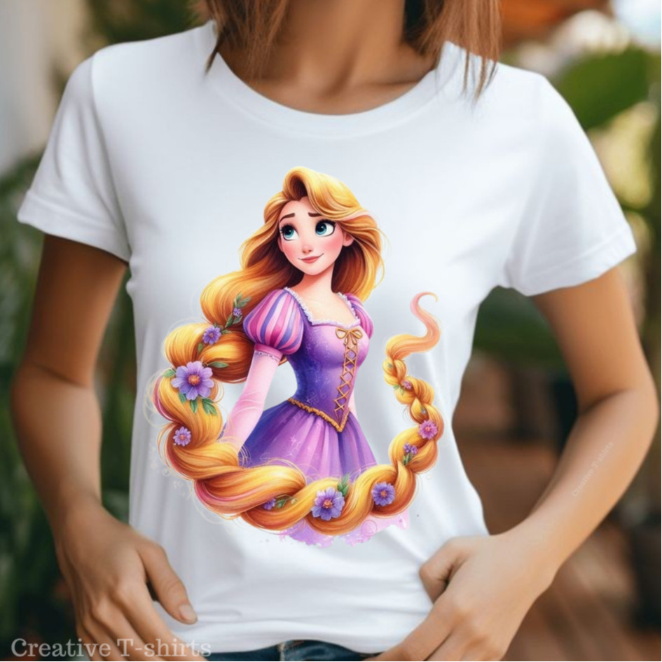 Camisa Estampada Rapunzel: Blusa Femininas, Masculina e Camisetas Infantis. Estampas Exclusivas!