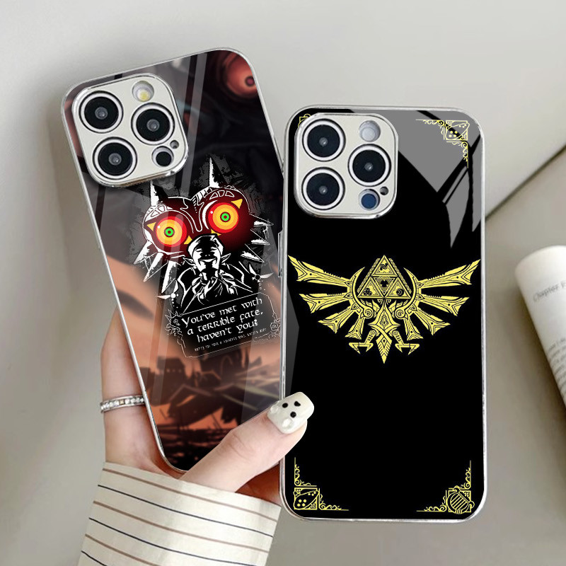 A Lenda De Zelda 05 Capa De Telefone De Vidro Galvanizado Prateado Para Iphone 16 16e 15 Pro Max 14 13 12 Mini 11 Xs Xr