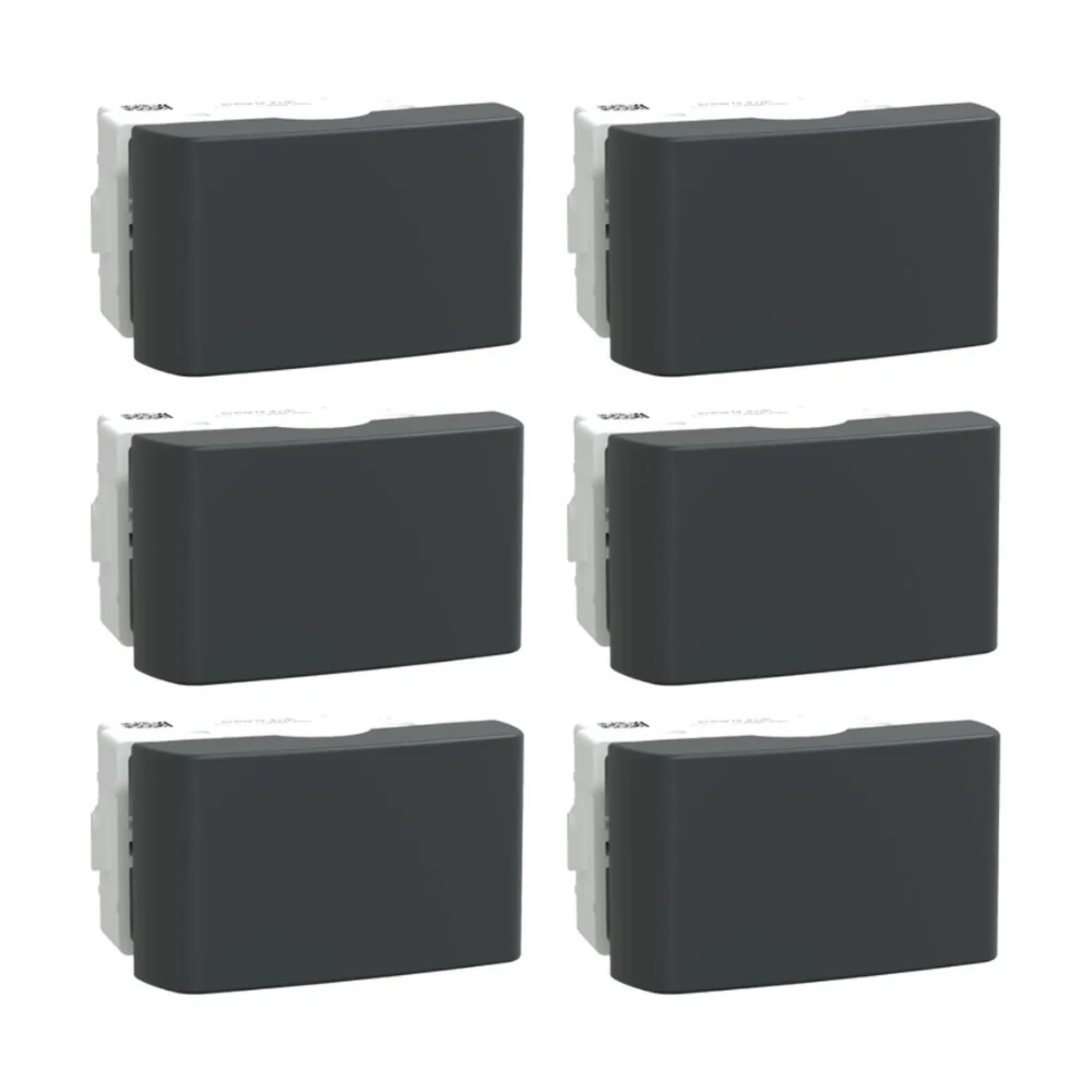 Kit 6 Interruptor Paralelo Lunare Up Schneider Grafite Fosco