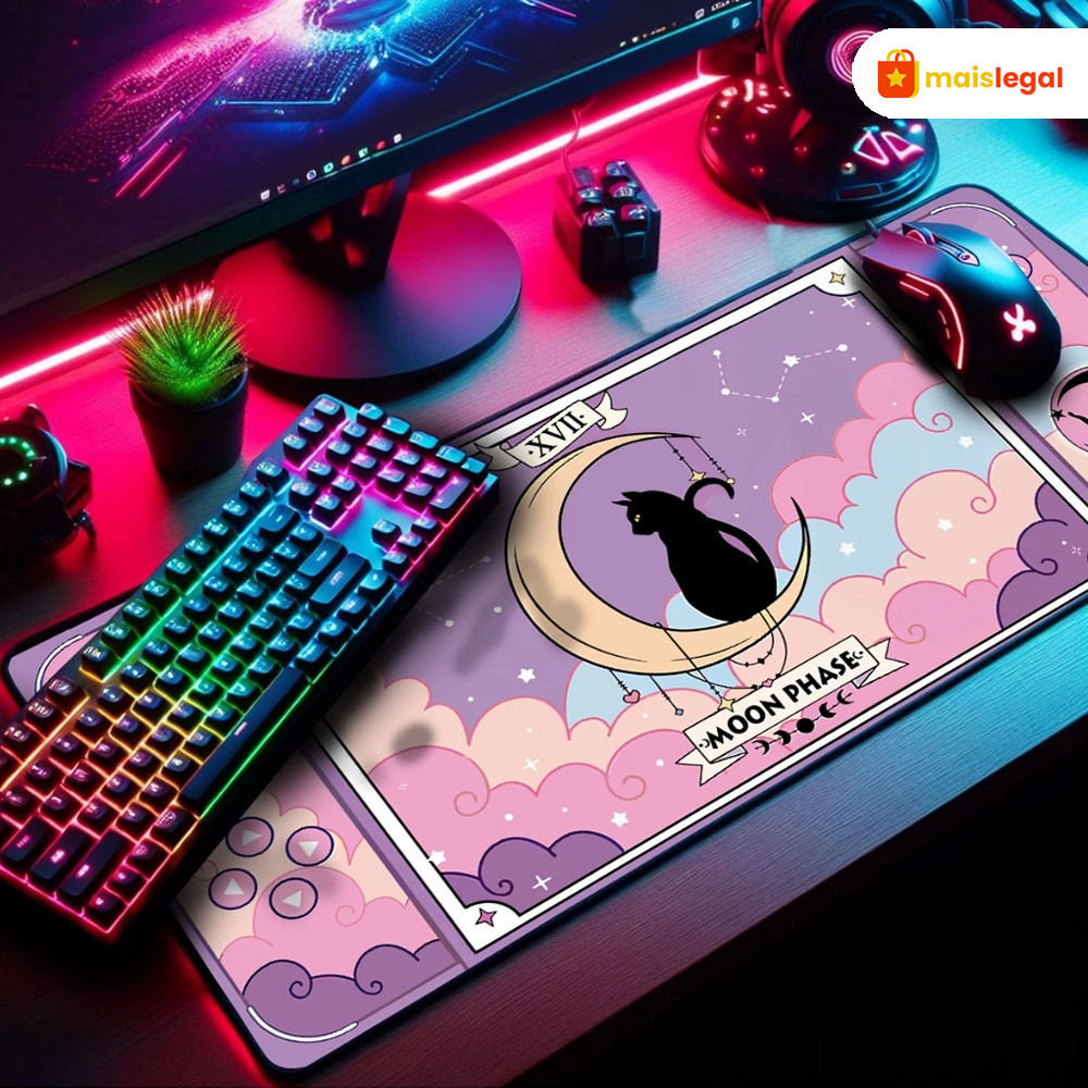 Mousepad Costurado Antiderrapante Estilo Trendy 65x32cm 70x35cm 90x40cm Uso Diário