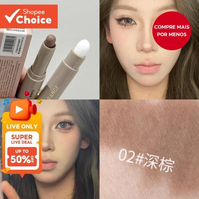 Herorange Caneta de Contorno com Cabeça Dupla para Modificar Contorno e Lifting Nariz Alto Fácil de Colorir