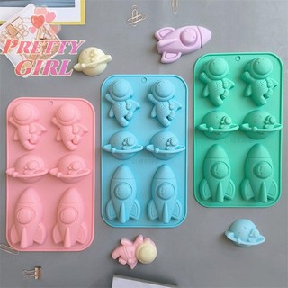 [Pretty ggirl] 6 Empresas Astronauta Foguete 760 Molde De Silicone Bolo Pudim Pão Assadeira Sabão [Novo]