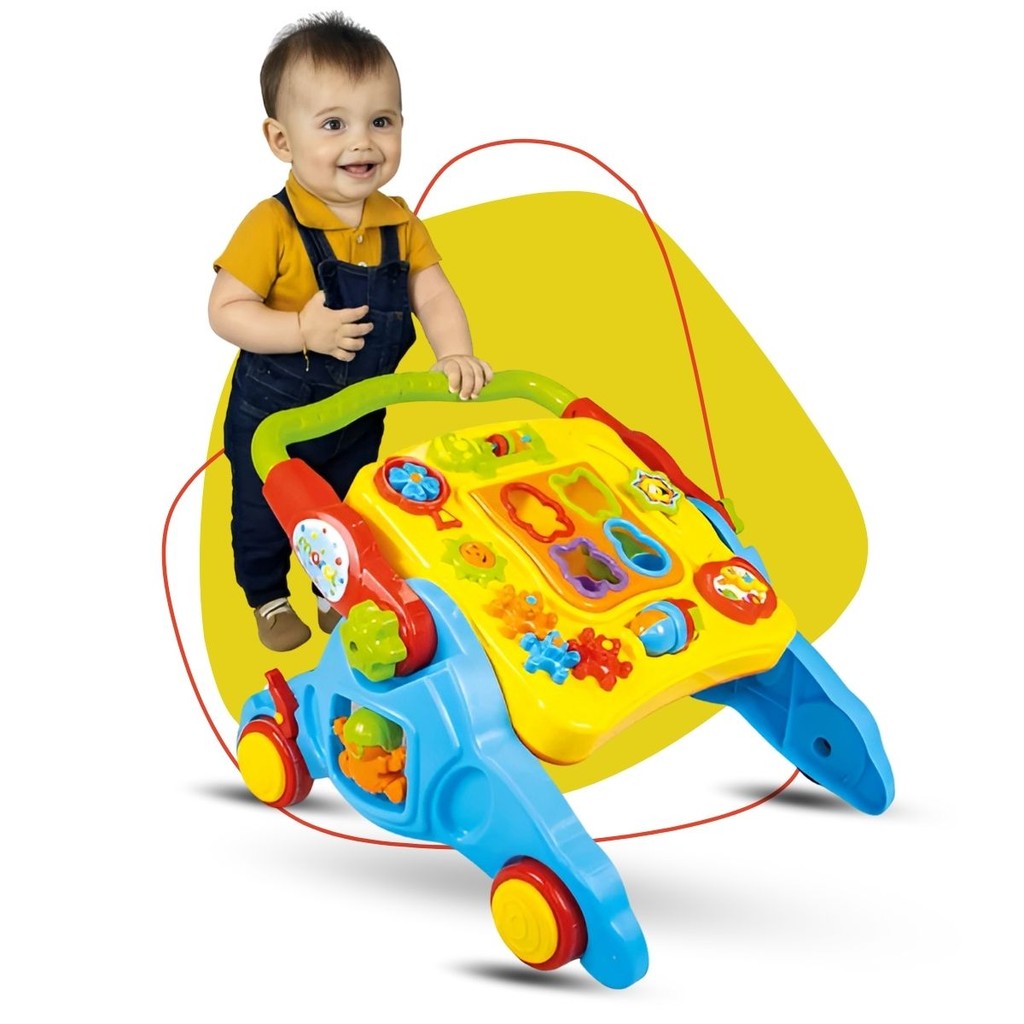 Andador Infantil Empurrador Musical Didático Educativo Empurrador Bebê 4 em 1 Maral