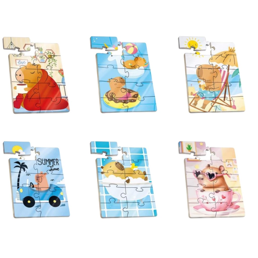 Mini Quebra-Cabeça de Madeira - Capivara - Sortido e Unitário Pais e Filhos - 813295-1 em Oferta na Shopee