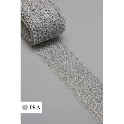 Renda Guipir CHL-419 Entremeio 4.0 Cm - Rolo C/13.7 Metros Cor:Prata