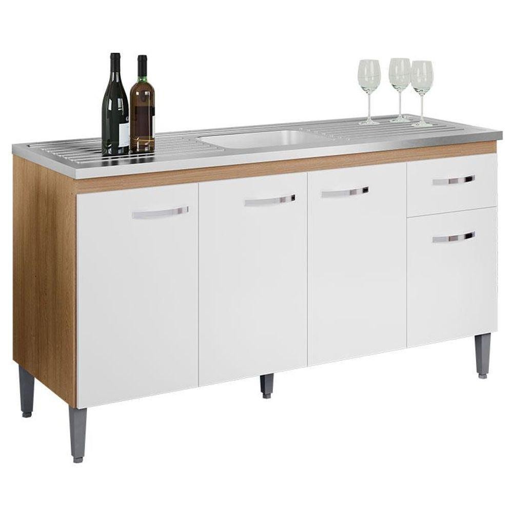 Balcão De Pia Gabriela 150cm Amêndoa Branco - Ajl em Oferta na Shopee