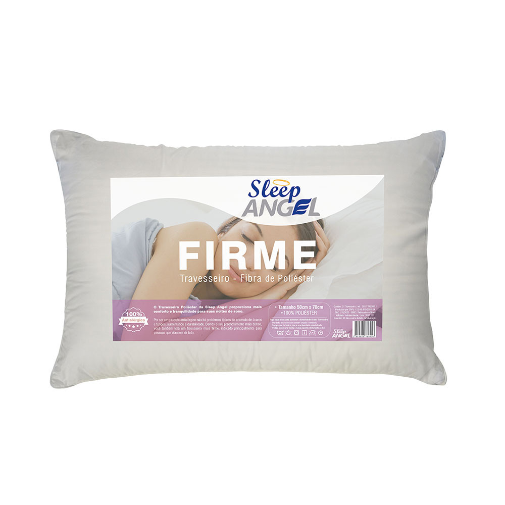 Travesseiro Poliéster Suporte Firme 50x70cm Hipoalergênico Antialérgico Conforto Sleep Angel em Oferta na Shopee