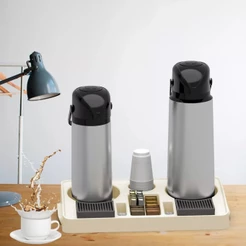 Kit 2 Garrafa Térmica Verona 1L e 1,8L Inox + 1 Bandeja Organizadora Servire 2