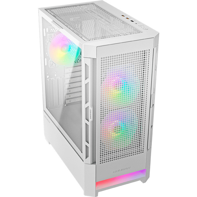 Gabinete Gamer Cougar Air Face RGB, Mid Tower,  Lateral de Vidro Temperado, 3 fans, Branco - 385ZD10.0005