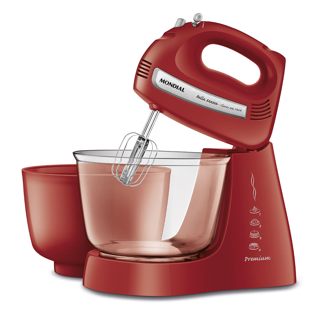 Batedeira Bella Massa Mondial Vermelha e Inox 500W B-55-R em Oferta na Shopee