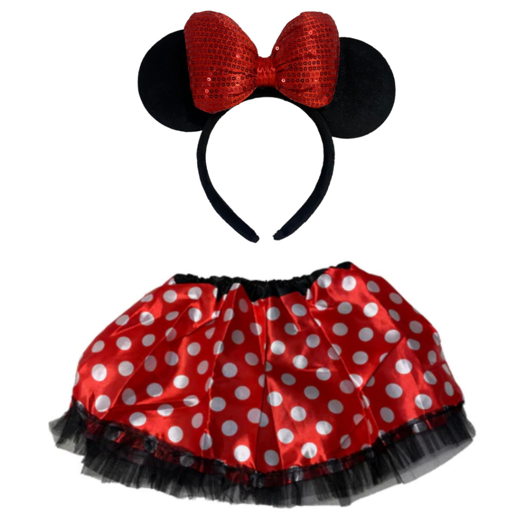 Kit Fantasia Minnie Infantil Saia Tule Vermelha com Arquinho em Oferta na Shopee