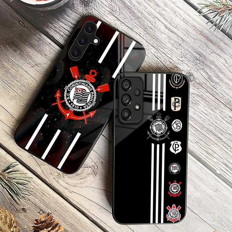 Corinthians FC 41 Capa De Telefone De Vidro Para Samsung Galaxy A14 A16 A30 A22 A32 A33 A34 A40 A42 A55 4G A52 A53 A54 A