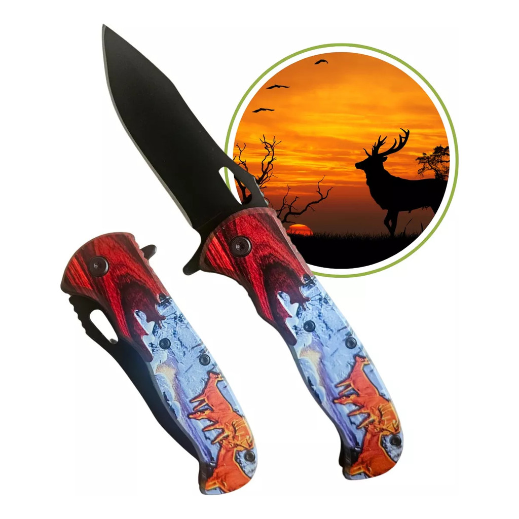 Canivete Cervo Cabo Personalizado Cervo Semiautomático SLKD302