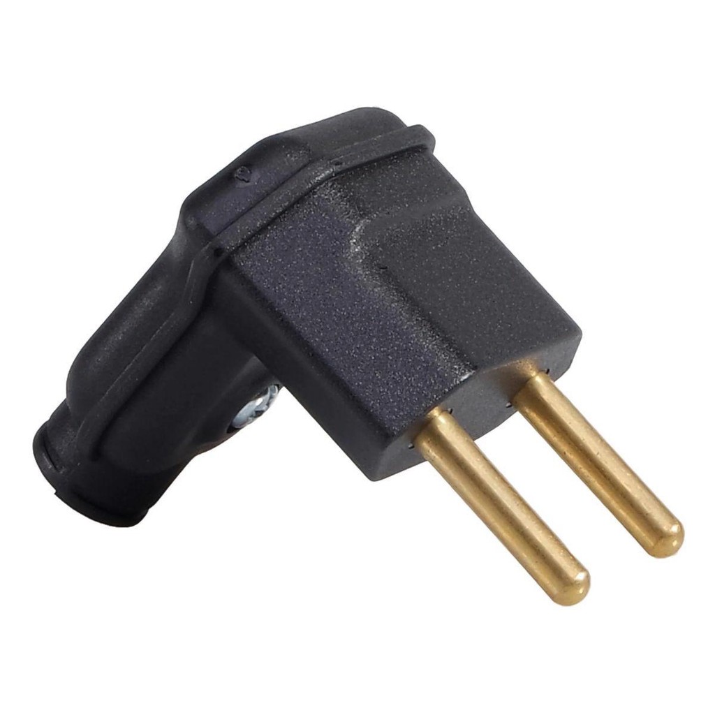 Plugue Macho 2 Pinos 10A 90° PLD6-2 Preto Margirius em Oferta na Shopee