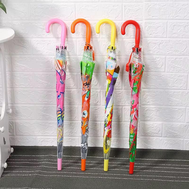 Guarda Chuva Transparente Infantil com Desenhos Coloridos e Apito em Oferta na Shopee