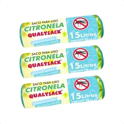 Saco De Lixo Pia e Banheiro com Aroma Citronela 180 Un - 15L