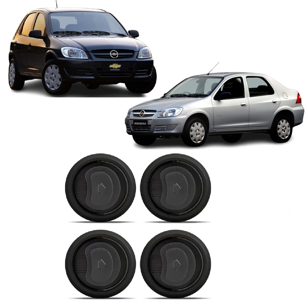 KIT 4 DIFUSOR SAIDA DE AR CELTA PRISMA 2007 A 2016 ARO PRETO