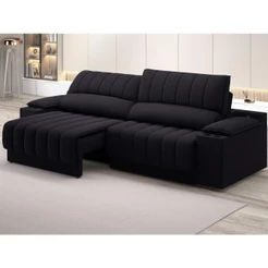 Sofá com Porta Copos Carregador USB Ret Rec Murano 2,50m Velosuede - NETSOFAS