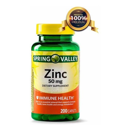Zinco 50 Mg Spring Valley 200 Cápsulas Original Lacrado Importado Estados Unidos