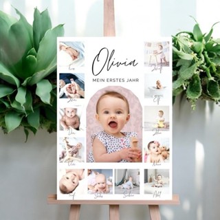 Quadro Recepção Festa Aniversário Infantil Bebê Meu Primeiro Ano Personalizado Sua Foto Aqui em Oferta na Shopee