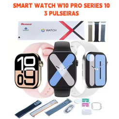 SMART WATCH W10 Pro(S10) Séries 10 2025 46mm 3 Pulseiras Amoled Aprova d’agua Inteligente 1GB ROM