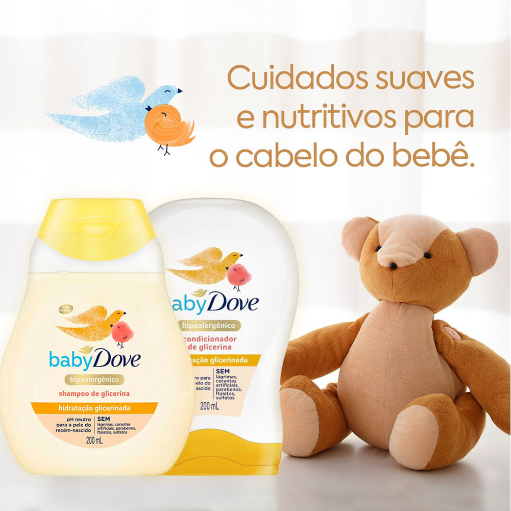 Detalhes do Kit Shampoo e Condicionador Baby Dove Hidratação Glicerinada 200ml