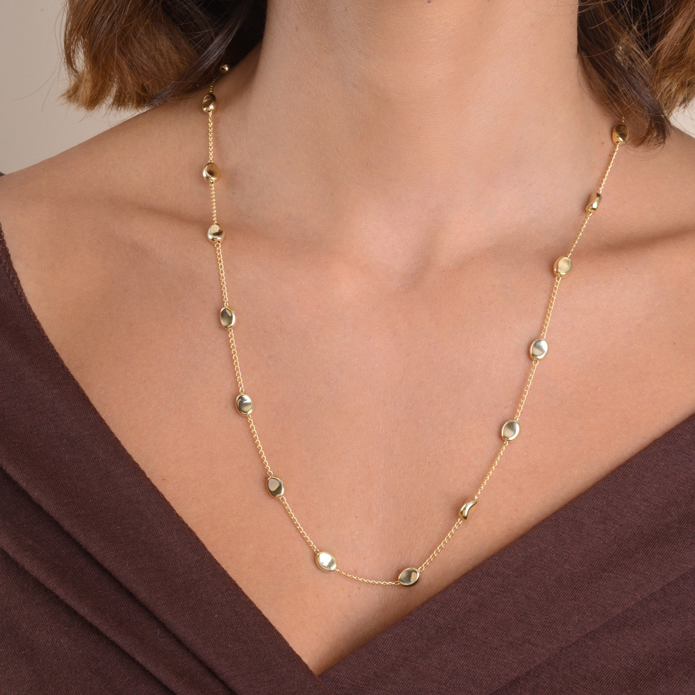 Colar Longo Organic com Banho em Ouro 18k em Oferta na Shopee