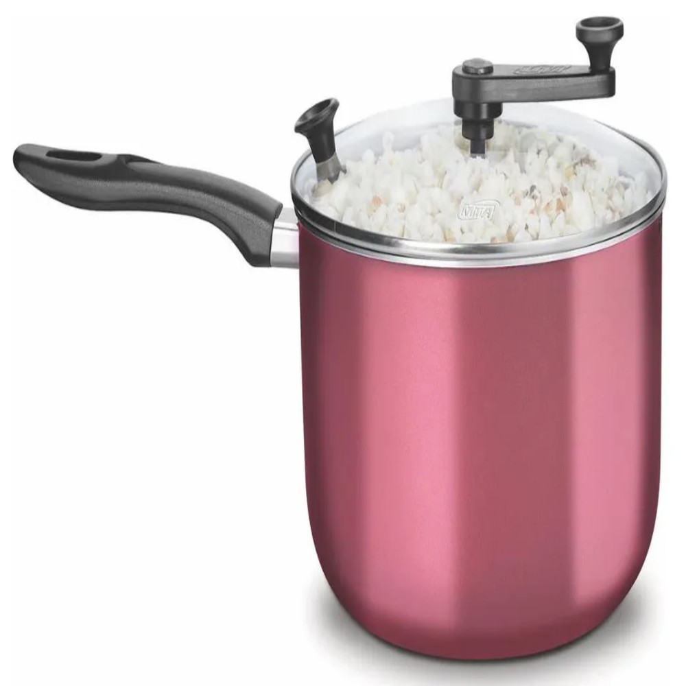 Pipoqueira Antiaderente Tampa De Vidro Cereja 4,8l MTA Nª22
