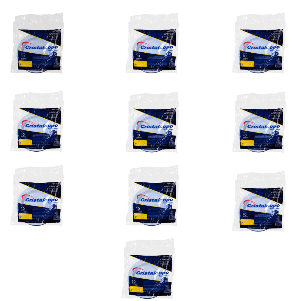 Kit de Prato Raso 15cm p/ Sobremesa Cristalcopo 10 Pacotes c/ 10 unidades em Oferta na Shopee