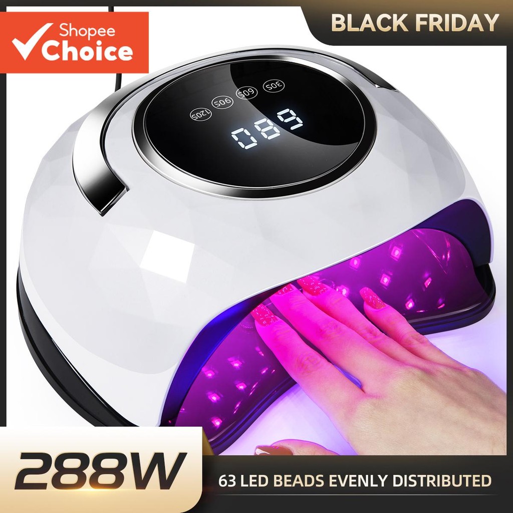 288w 63 Lamp Beads Fonte De Luz Dupla Lâmpada UV Secador Alta Potência Esmaltes De Gel Fototerapia DIY