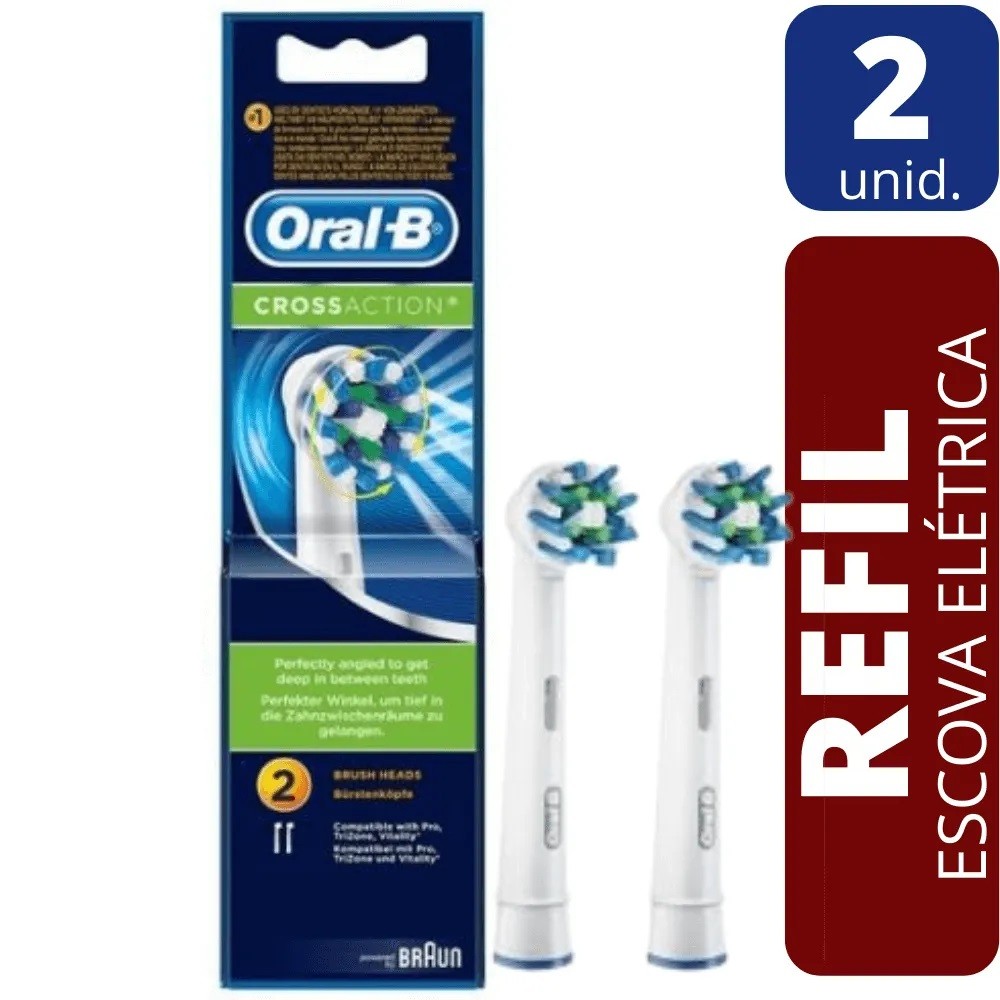 ESCOVA DENTAL ELETRICA REFIL - CROSS ACTION 2UN ORAL-B - ORAL-B em Oferta na Shopee
