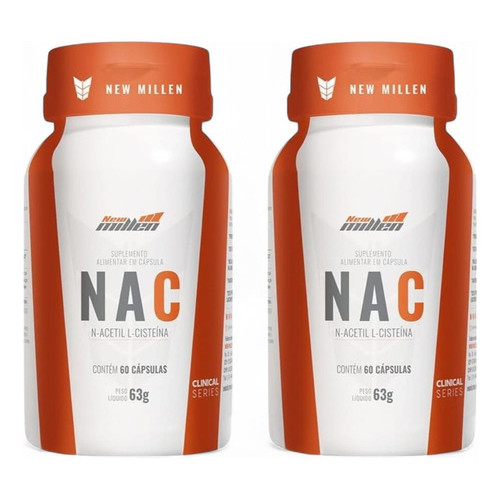 Kit 2 N-acetil Sisteina 600mg Nac 60cap Percursor Glutationa