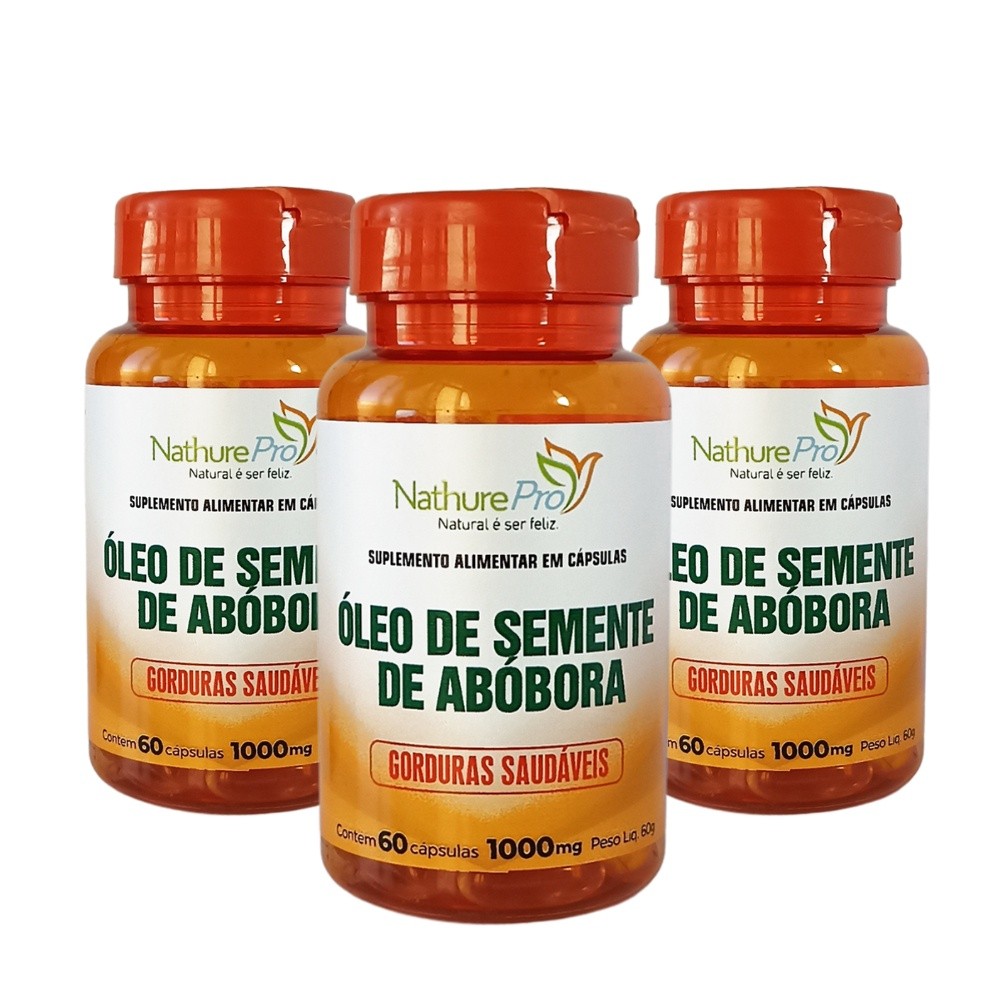 Kit 180 Cáps Óleo de semente de abóbora NatureFree -LEVE 180 Cáps e Pague 100 Envio Imediato