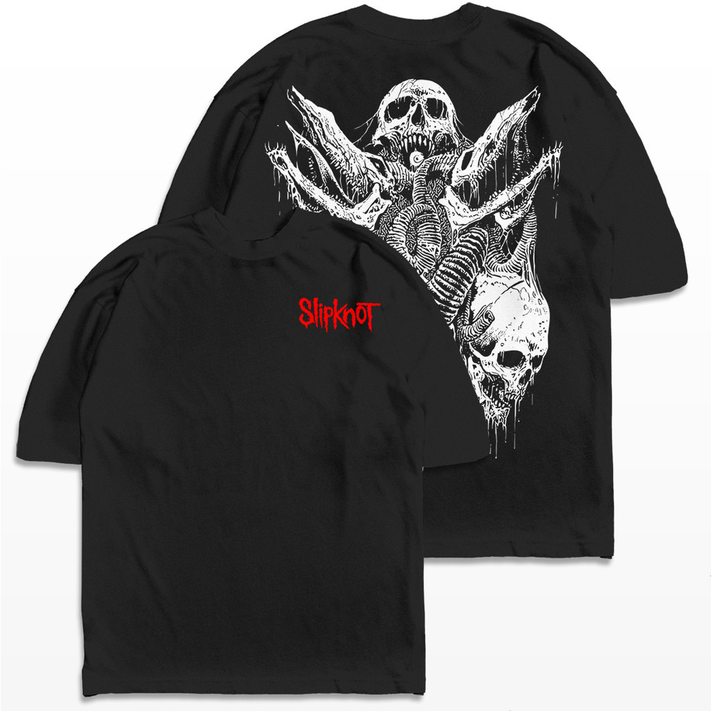 [Camiseta Premium em Algodão Puro]GXG Camiseta Oversized Slipknot Estampa de Caveiras nas Costas Streetwear Camisa Uniss