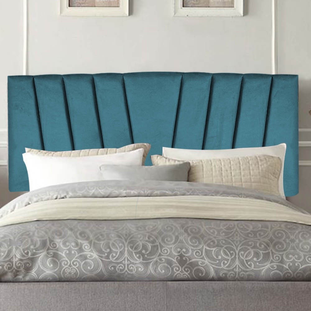 Painel Estofado Luxo Bélgica 90cm Solteiro Para Cama Box Suede Azul Turquesa - Gat Magazine