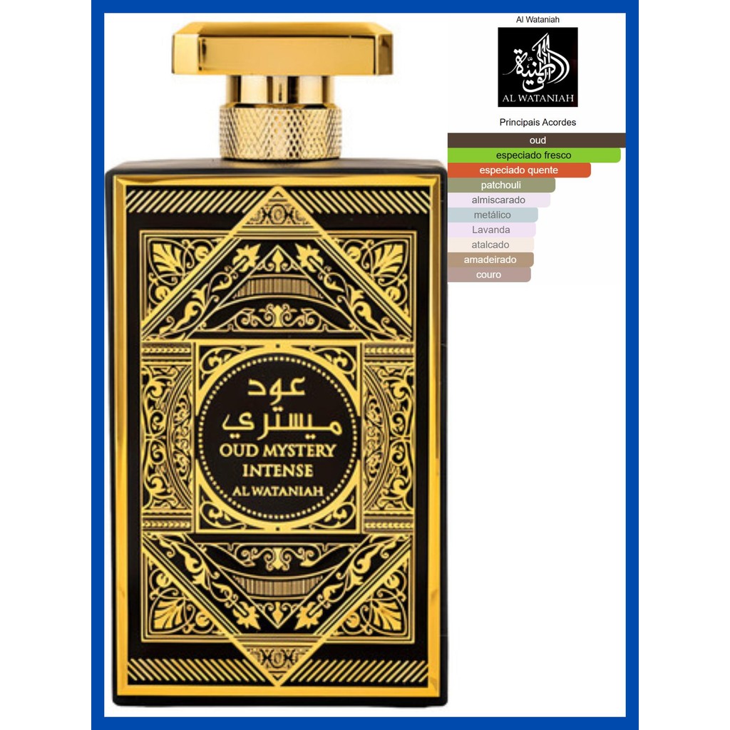 Perfume Árabe Masculino Oud Mystery Intense EDP 100ml Al Wataniah, Original, Importado