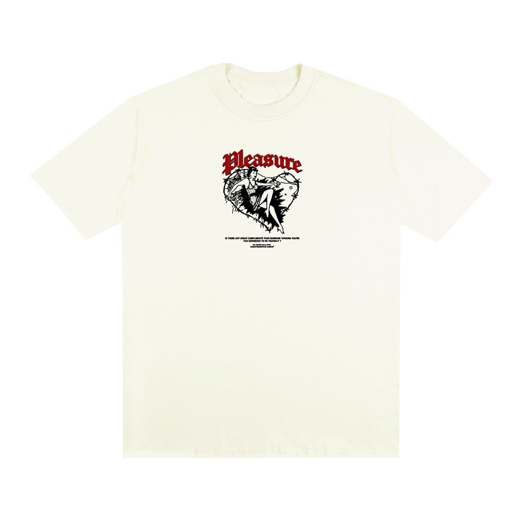 Camiseta Premium em Algodão Puro SISI Camiseta Streetwear Pleasure Estampada Camiseta Oversized Algodão