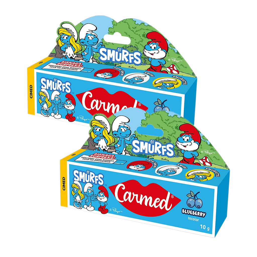Kit 2 Hidratante Labial Carmed Smurfs Blueberry 10g em Oferta na Shopee