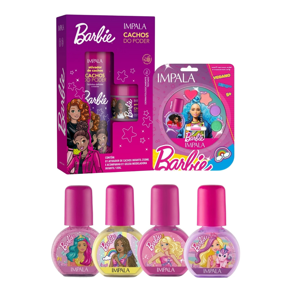 Kit Esmalte Roxo Make Impala Ativador de Cachos Kids Barbie