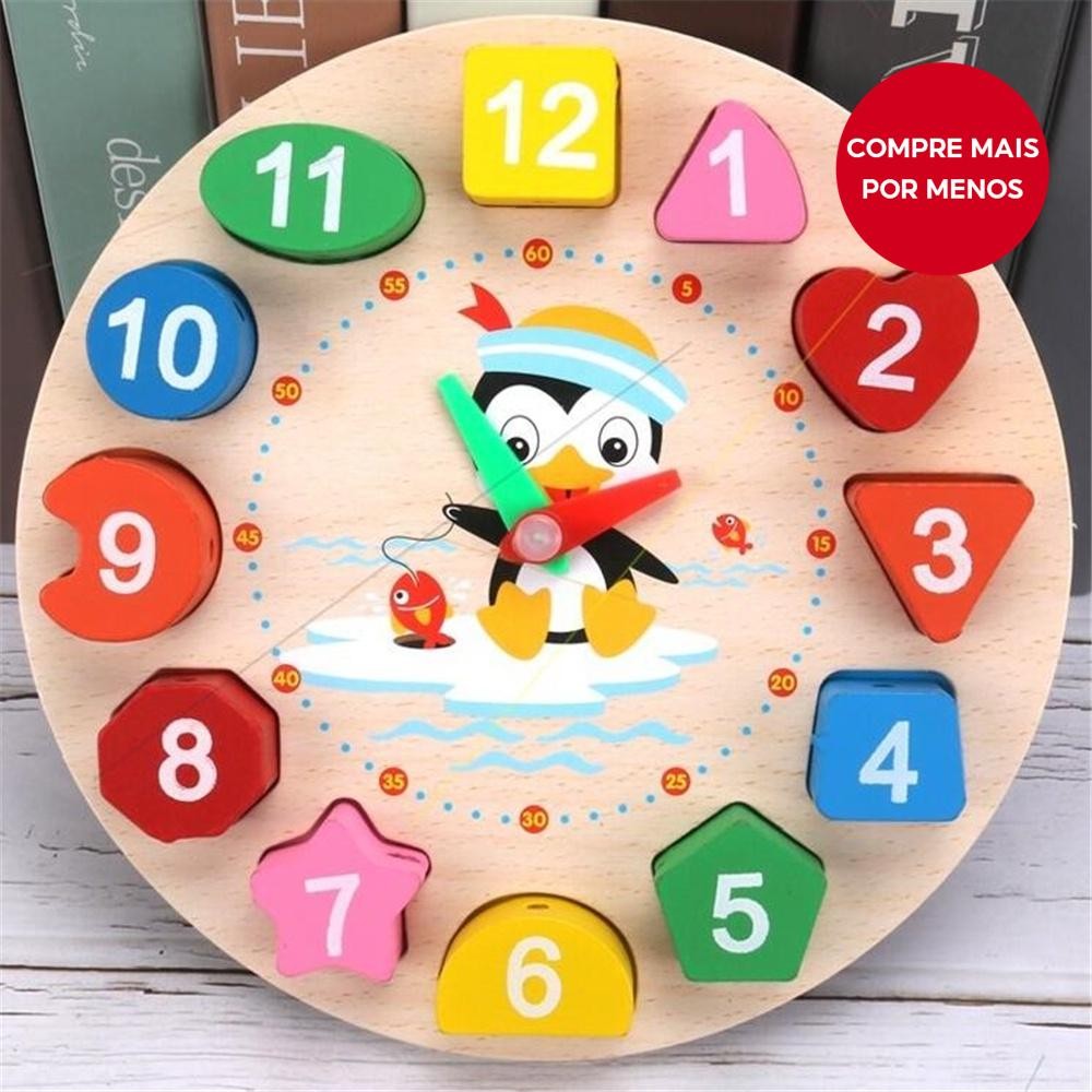 Quebra-Cabeça De Madeira Relógio Digital Infantil Com Desenho De Animal/Tangram/Cognitivo/...