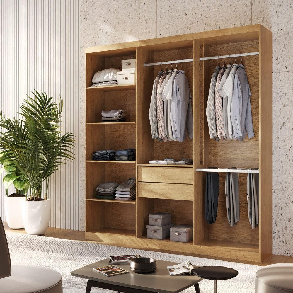 Closet Casal Hera 2 Gavetas 5 Prateleiras Mdf Rufato Imbuia