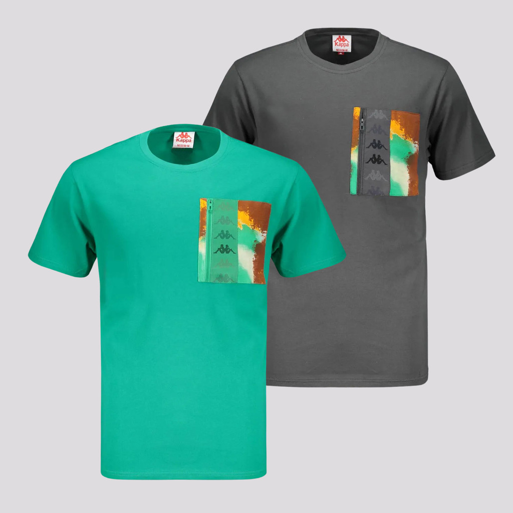 Kit 2 Camisetas Kappa Glenn Graphik Cinza e Verde
