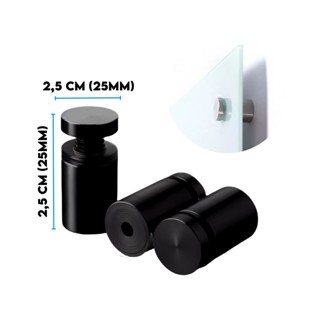 Kit com 4 Prolongador 2,5x2,5cm Preto em Aço Inox para Vidro Madeira Acrílico Fácil Instalação Painel em Oferta na Shopee