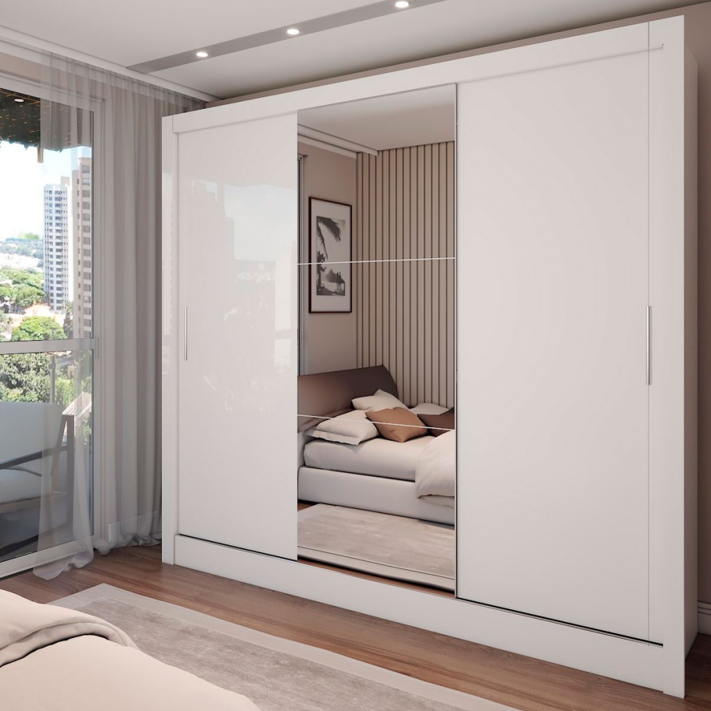 Guarda-Roupa Casal Colie Slim 3 Portas com Espelho - Panorama Móveis - Home & Living