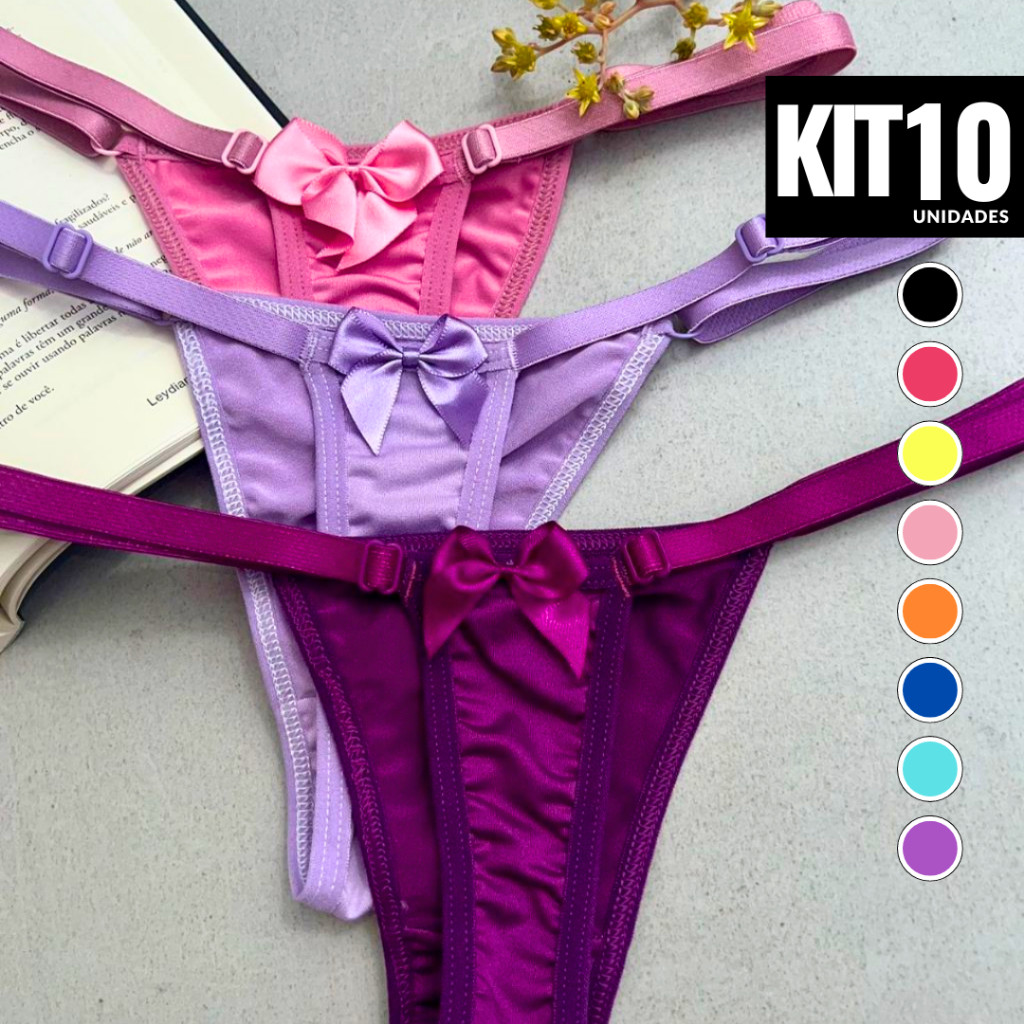 Kit Calcinha Tanga Fio Dental Sexy com Regulagem Anita Laço Ajusta No Corpo Pronta Entrega em Oferta na Shopee